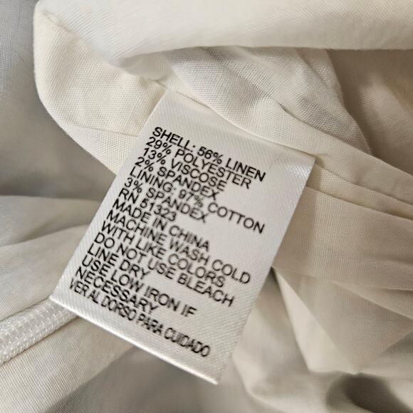 Vince Camuto Linen Jumpsuit Size 10 Striped Cap Sleeve Belted Pockets Beach Blue - Picture 12 of 14